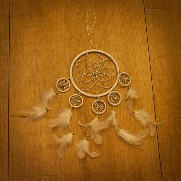 Dreamcatcher 12cm White with White Feathers